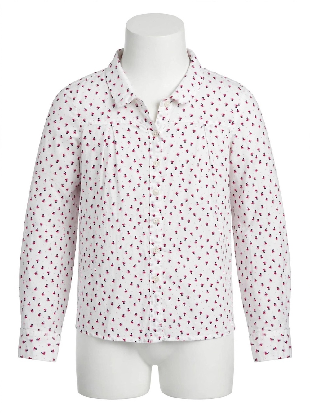 United Colors Of Benetton White Button-Down Shirt with Pink Floral Dots size XL